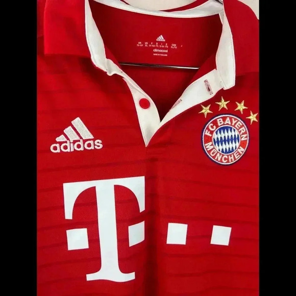 ADIDAS 2016-17 FC Bayern Munich Home Kit Boys Football Shirt Red 15-16Y - Picture 6 of 6